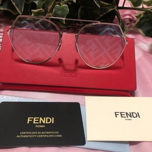 Fendi Pink Lens Gold Frame Sunglasses